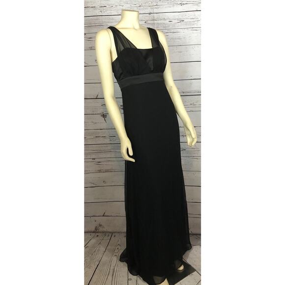 Dessy Collection lux chiffon black dress, V-neck on the front & back size 6 - Picture 5 of 12